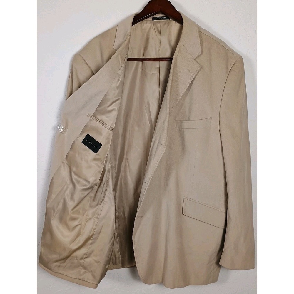 Vtg J. Ferrar Men's Corduroy 3 Button‎ Blazer Jacket Sport Coat Size 50-52 Tan